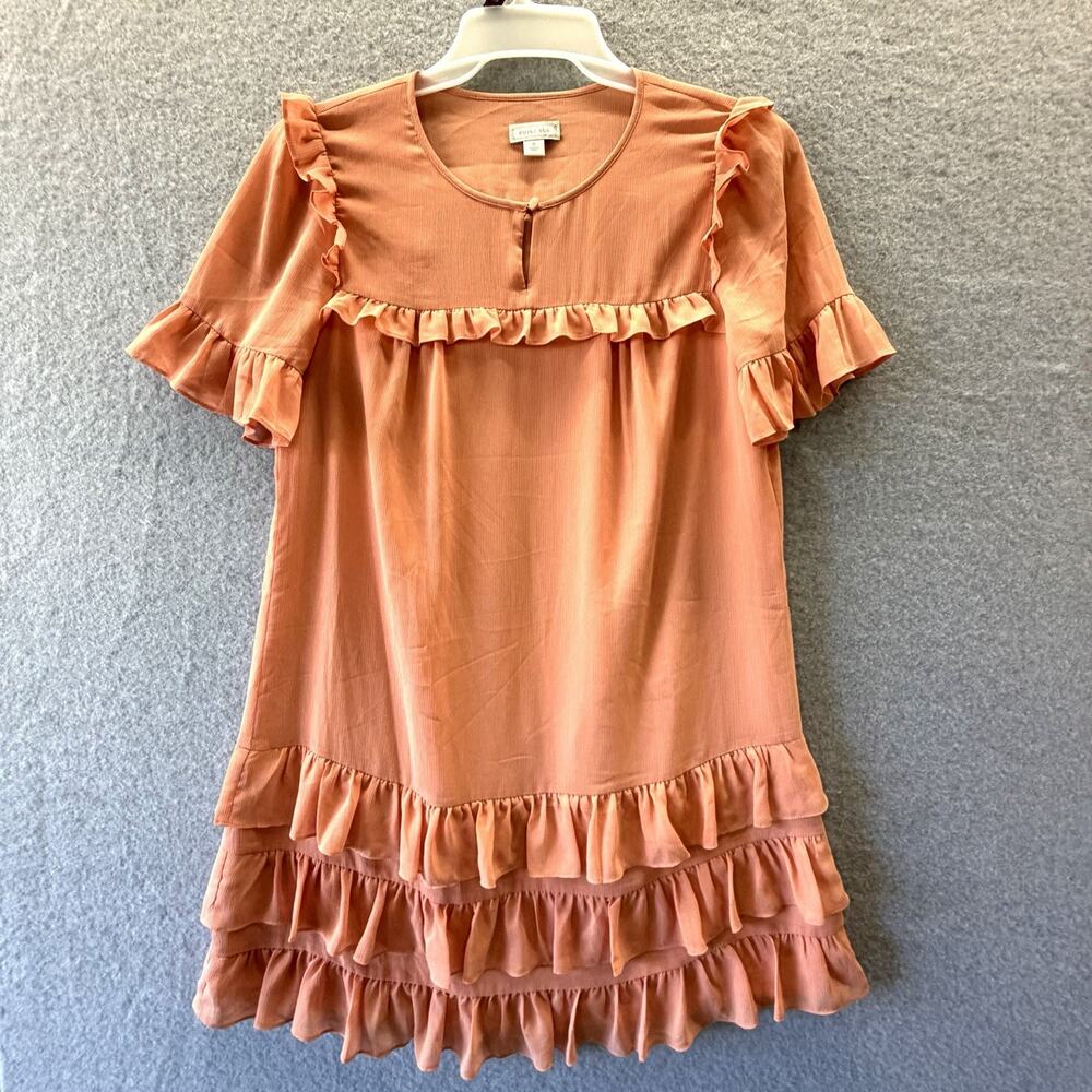 J Crew Point Sur Dress Size 6 Mini Ruffle Tiered Peach Capsule Fairy Flirty